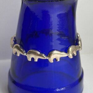 Sterling Bear Fetish Mexican Style Signed Bracelet 925